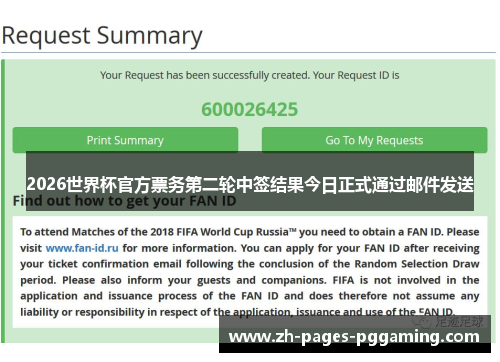2026世界杯官方票务第二轮中签结果今日正式通过邮件发送